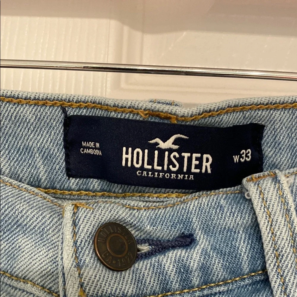 Hollister Distressed Light Blue Denim Shorts size 33 waist (see comments) - Picture 4 of 11